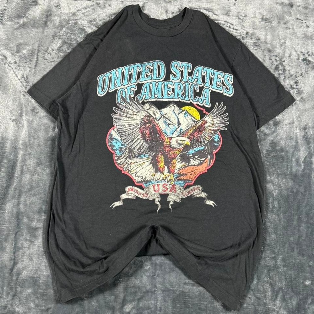 Y2K United States of America Eagle Black Graphic T-Shirt - size medium